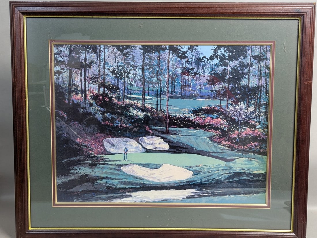 Framed Golf Course Lithograph by Mark King Martin Lawrence: **Important** Please read below description on how to avoid high shipping costs. Discover this stunning framed under glass lithograph by Mark King Martin Lawrence, measuring 27 x 33. This captivating