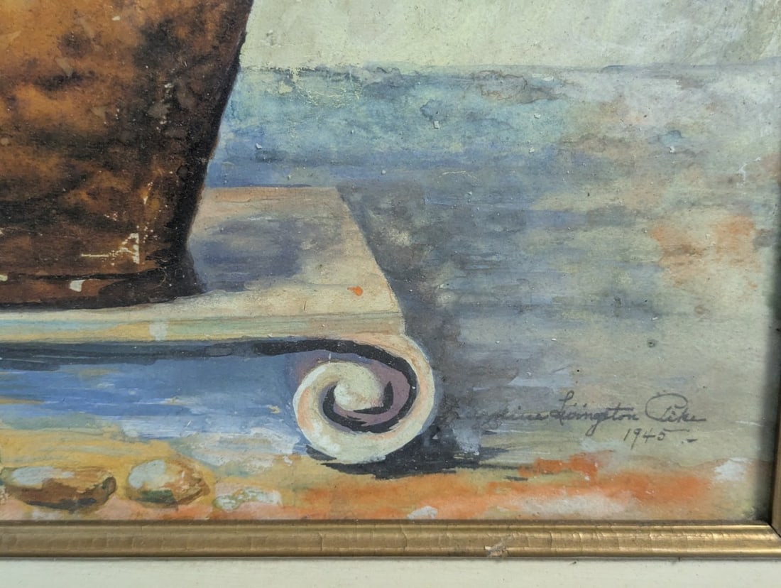 Stunning 1945 Watercolor by Mina Livingston Pike in Elegant Frame - 10
