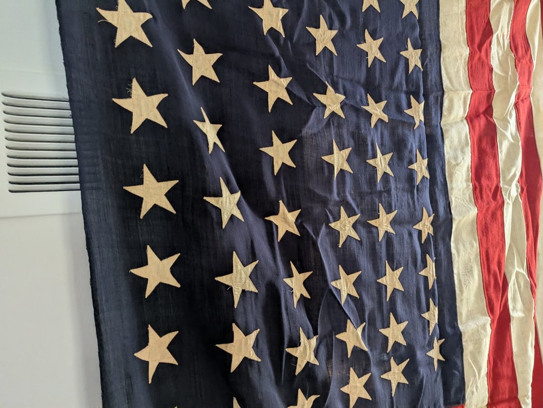 Vintage 48 Star American Flag Historical Artifact Sewn Stars and Stripes - 3
