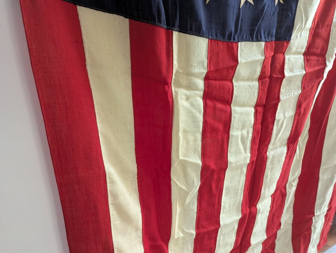 Vintage 48 Star American Flag Historical Artifact Sewn Stars and Stripes - 5