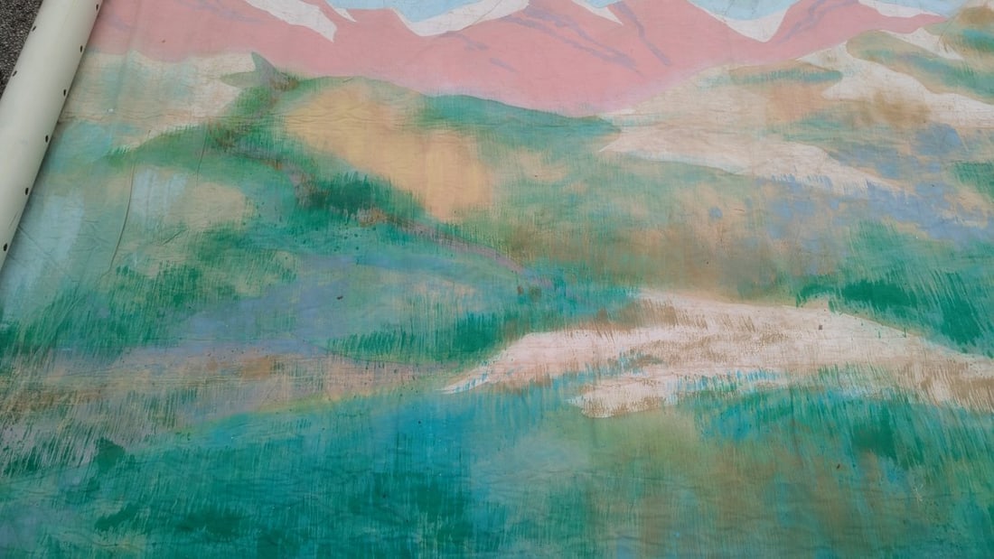 Vintage Hand Painted Theatre Backdrop Mountain Scape Unique Decor Art 12x8 - 10