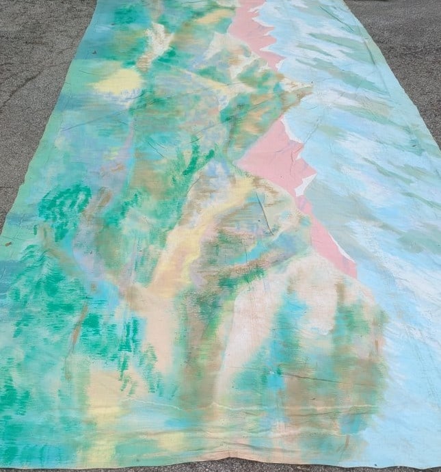 Vintage Hand Painted Theatre Backdrop Mountain Scape Unique Decor Art 12x8 - 3