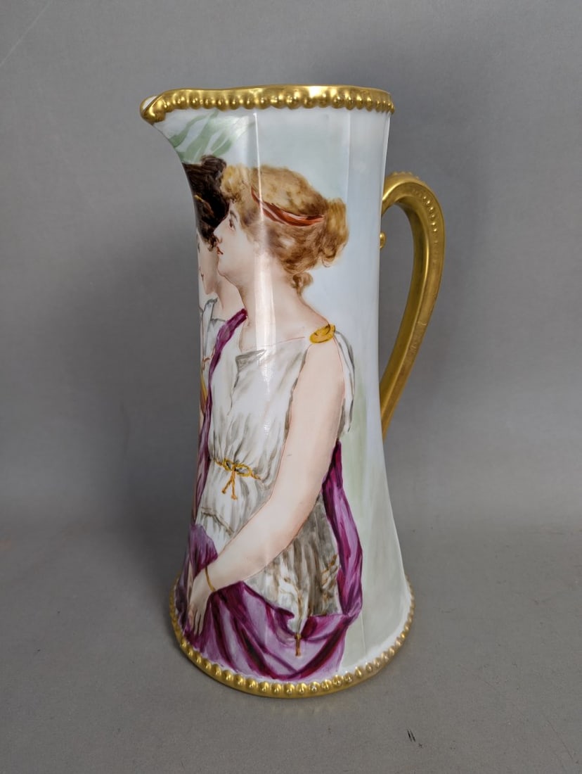 Elite Limoges Hand-Painted Neoclassical Portrait Pitcher Bawo & Dotter France: **Important** Please read below description on how to avoid high shipping costs. Bid on this exquisite Elite Limoges Large Hand-Painted Neoclassical Portrait Pitcher, a stunning centerpiece that