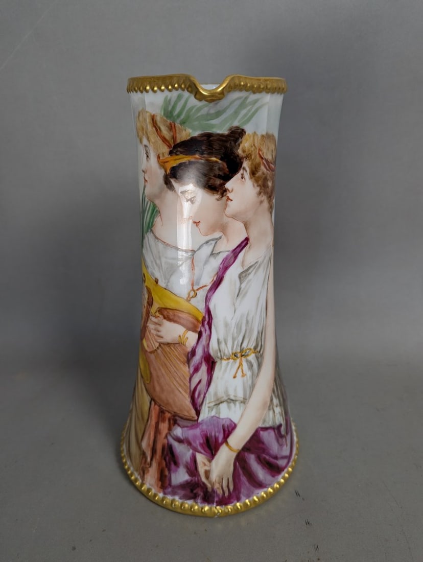Elite Limoges Hand-Painted Neoclassical Portrait Pitcher Bawo & Dotter France - 2