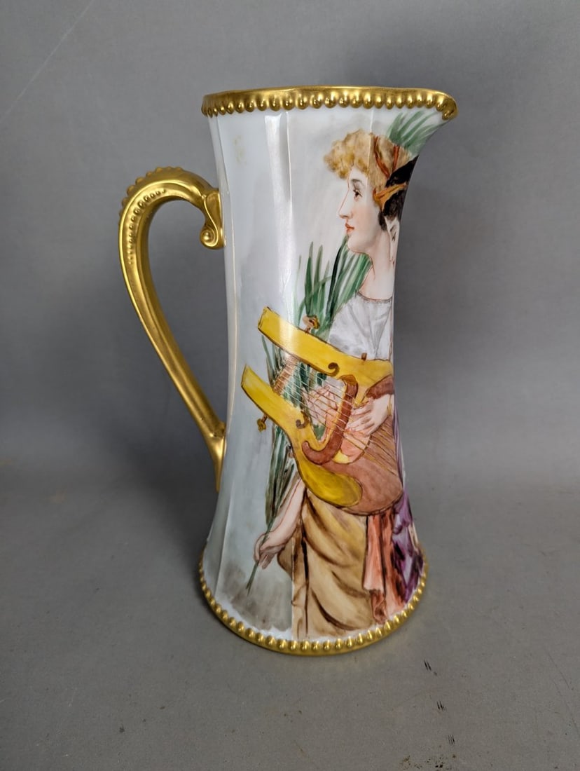 Elite Limoges Hand-Painted Neoclassical Portrait Pitcher Bawo & Dotter France - 3