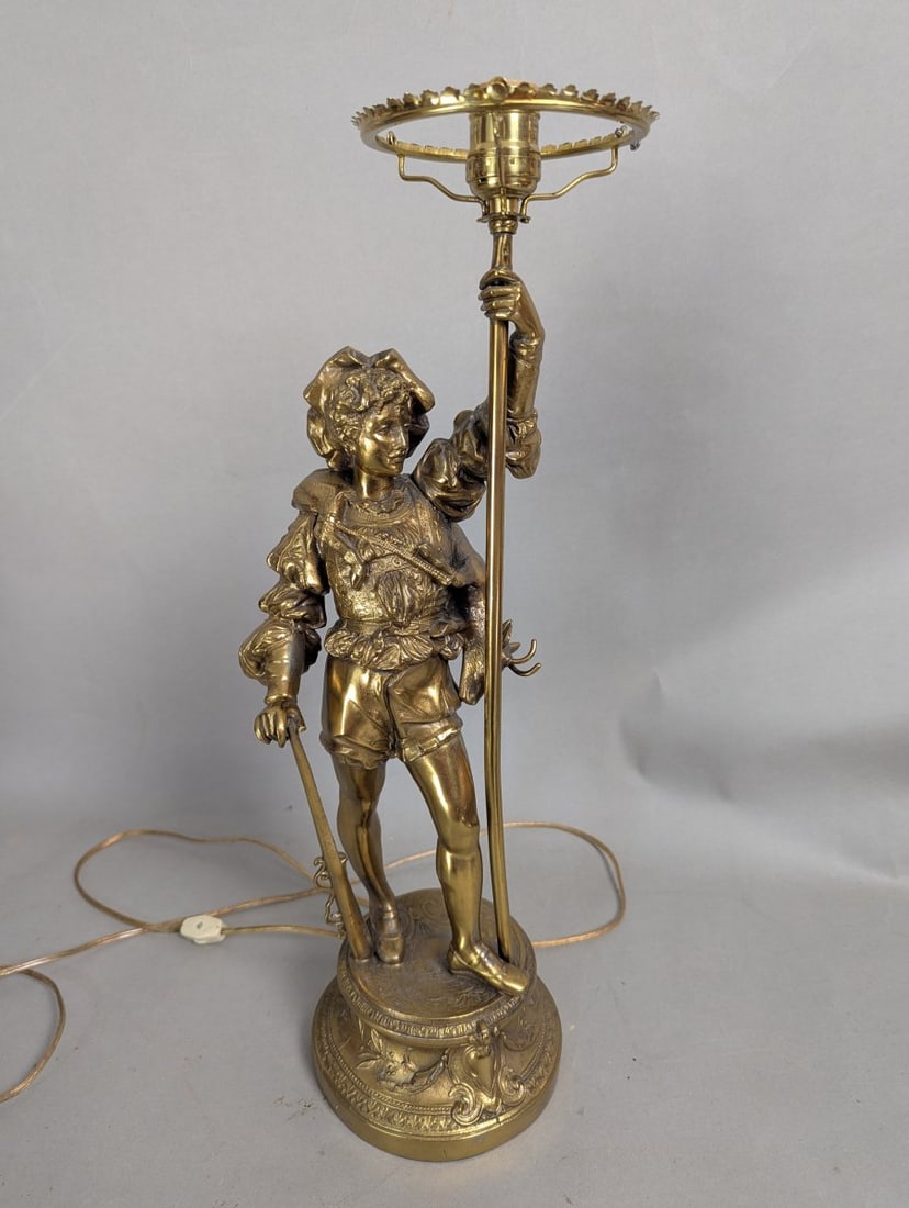 Vintage Neoclassical Figural Table Lamp Renaissance Page Boy Ornate Design Brass Bronze (1 of 9)