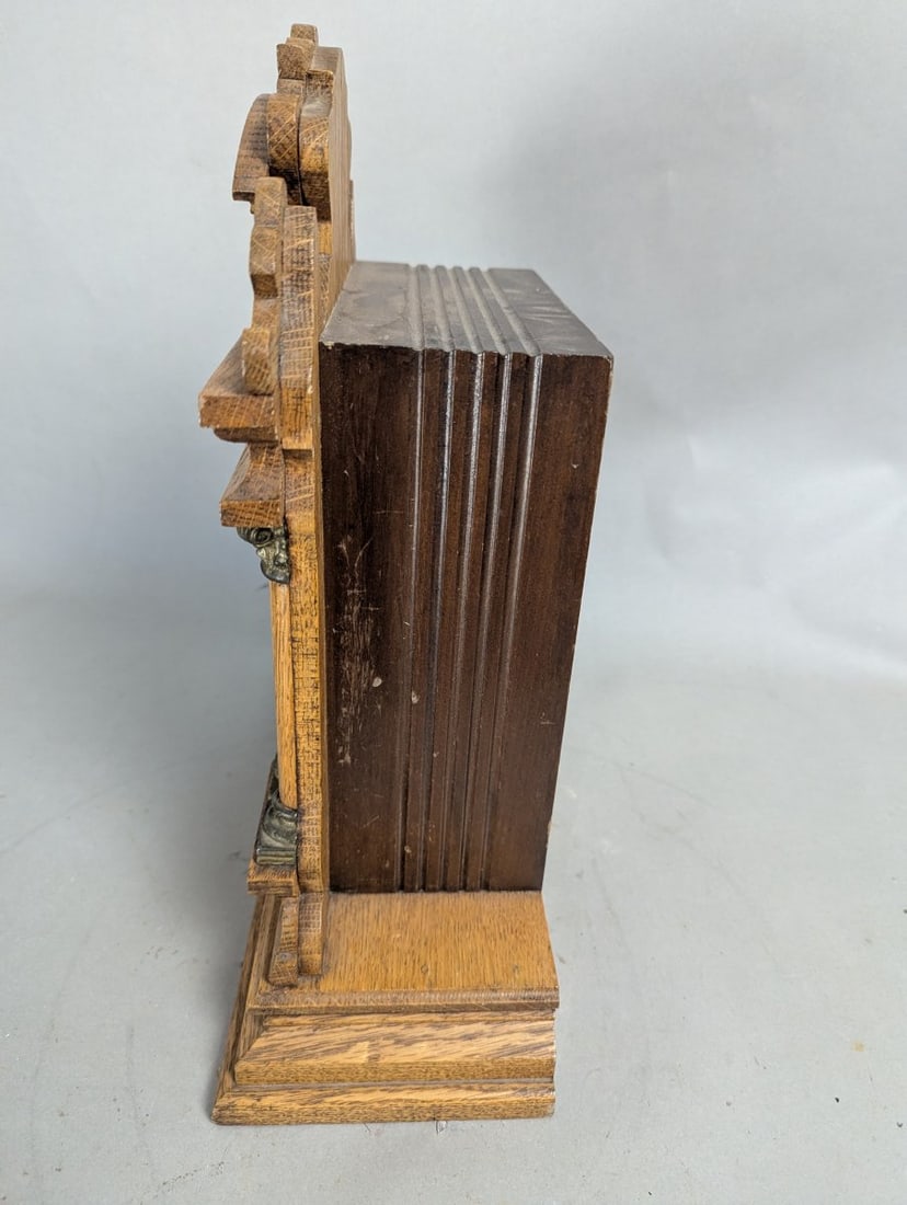 E. Ingraham Co Cabinet No 7 Antique Oak Mantel Clock - 5