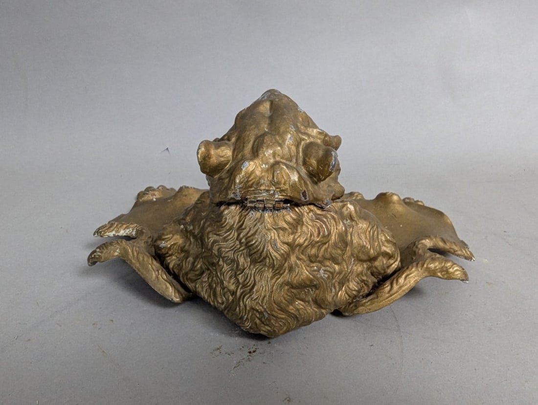 Antique Art Nouveau Style Lion Inkwell Desk Tray Decorative - 5