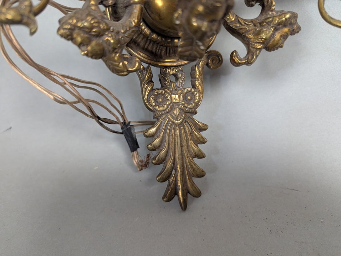 Vintage Rococo Revival Three-Arm Wall Sconce Ornate Antique Lighting Collector's Piece - 3