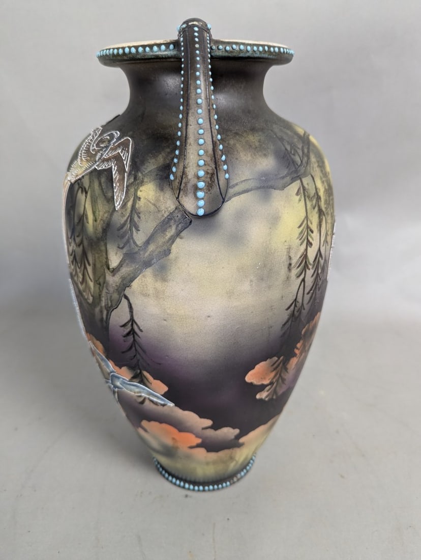 Faience Manufacturing Company Aesthetic Movement Vase 15 Inches Tall Unique Design - 3