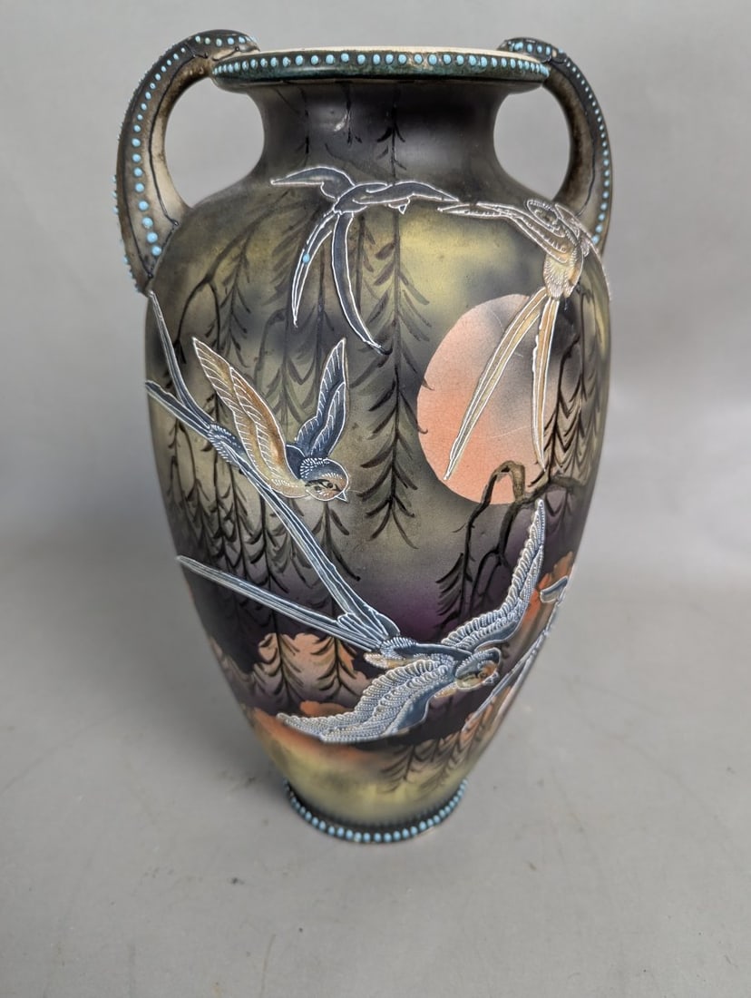 Faience Manufacturing Company Aesthetic Movement Vase 15 Inches Tall Unique Design - 4