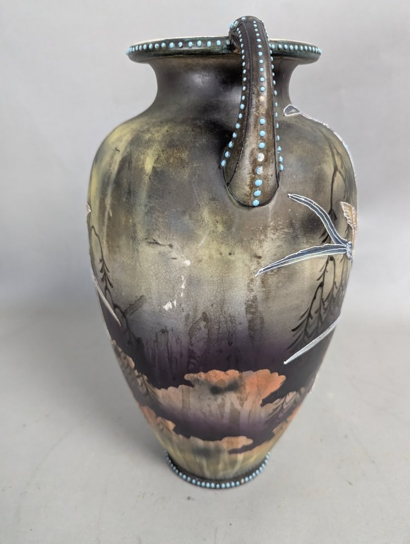 Faience Manufacturing Company Aesthetic Movement Vase 15 Inches Tall Unique Design - 5