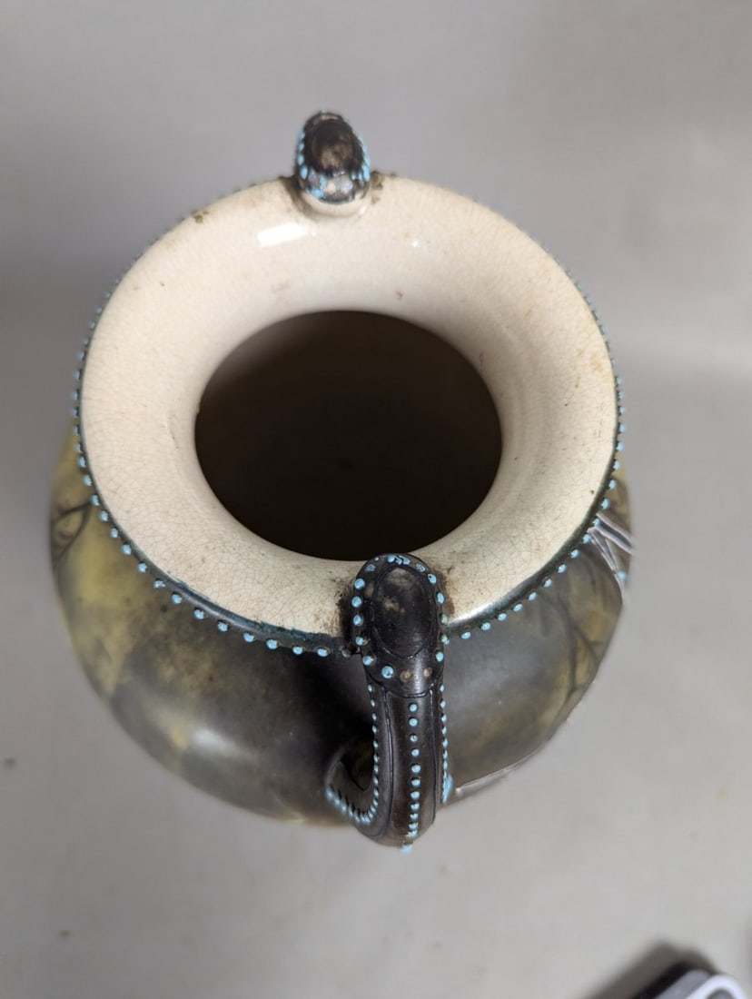 Faience Manufacturing Company Aesthetic Movement Vase 15 Inches Tall Unique Design - 6