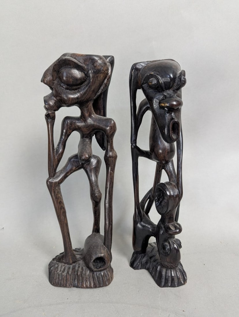 Makonde Shetani Sculpture Pair - Exquisite Hand-Carved African Art (1 of 7)