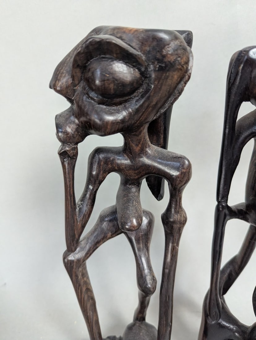Makonde Shetani Sculpture Pair - Exquisite Hand-Carved African Art - 2