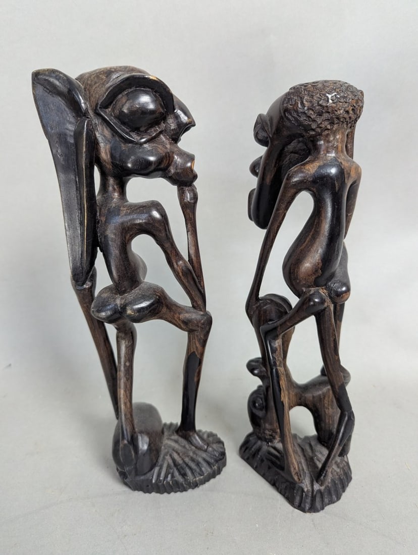 Makonde Shetani Sculpture Pair - Exquisite Hand-Carved African Art - 6