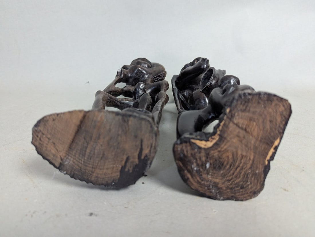 Makonde Shetani Sculpture Pair - Exquisite Hand-Carved African Art - 7