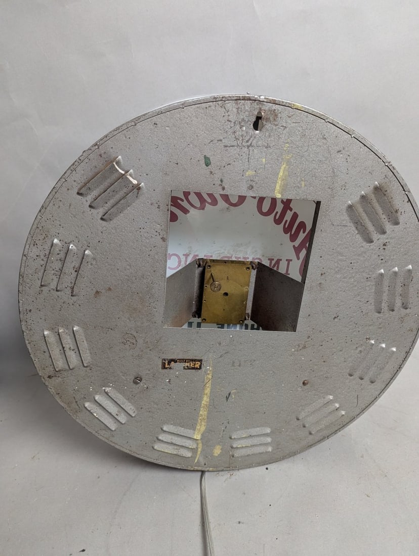 Vintage Lackner Light-Up Advertising Clock Auto-Owners Insurance Bubble Glass Front - 7