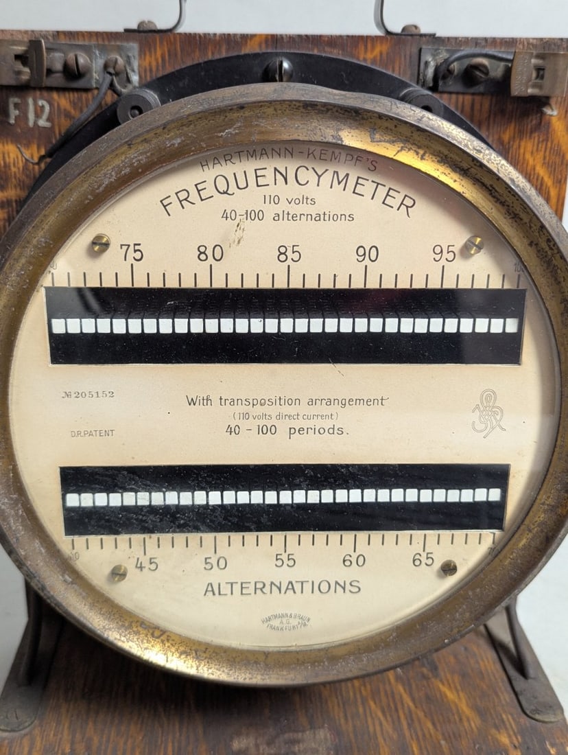 Antique Hartmann-Kempf Frequencymeter Hartmann & Braun Steampunk Industrial Decor - 2