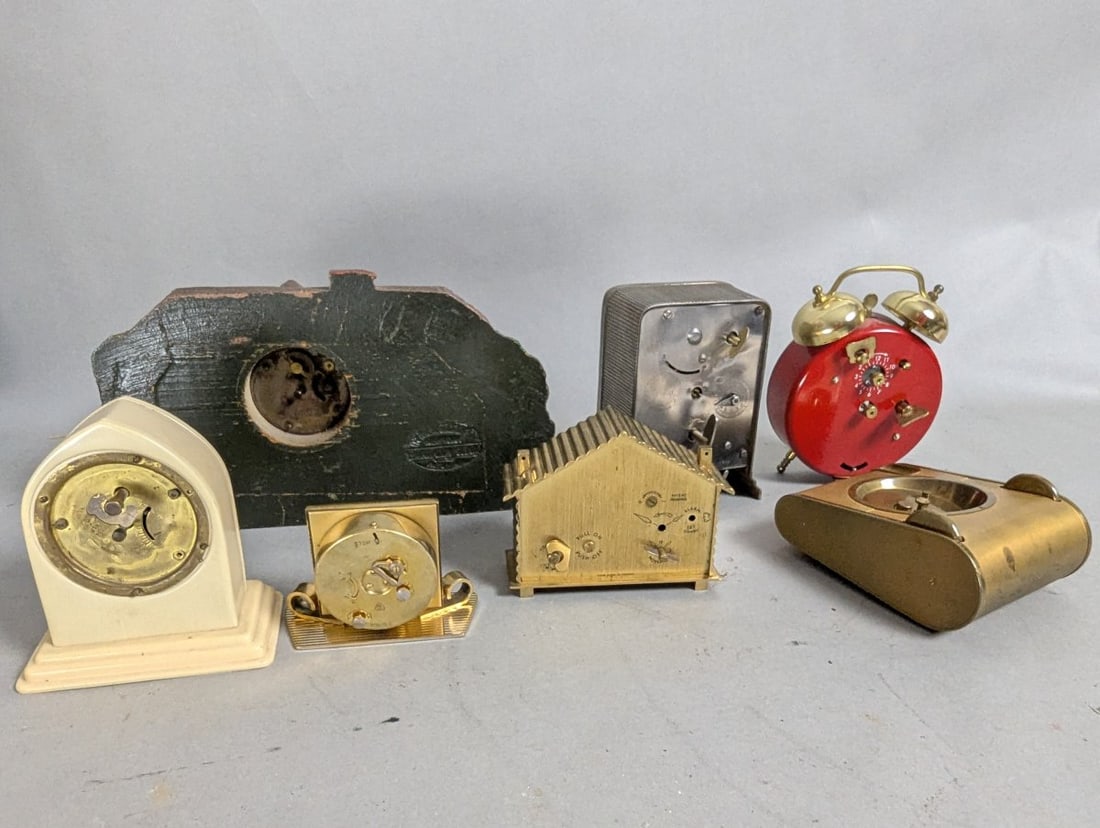 Vintage Wind Up Clock Lot of 7 for Collectors and Repair - Unique Decorative Clocks - 10