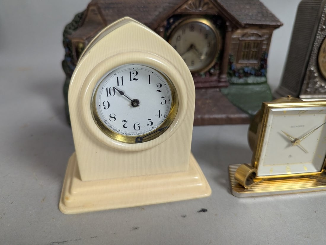 Vintage Wind Up Clock Lot of 7 for Collectors and Repair - Unique Decorative Clocks - 5