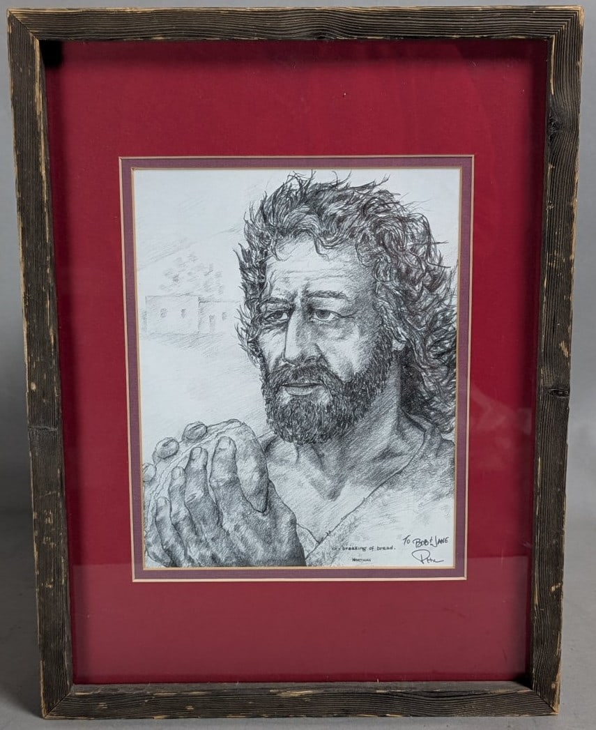 Signed Peter Hortman Print Breaking of Bread Framed Artwork of Jesus Christ (1 of 11)