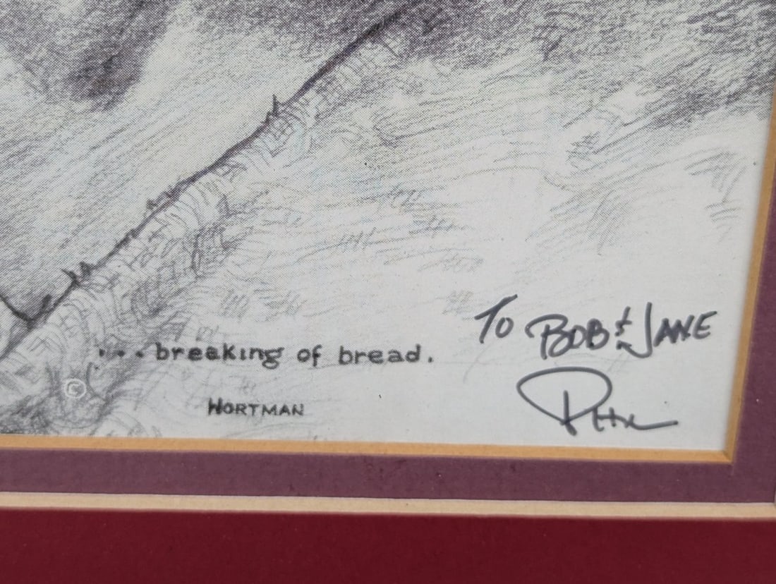 Signed Peter Hortman Print Breaking of Bread Framed Artwork of Jesus Christ - 9