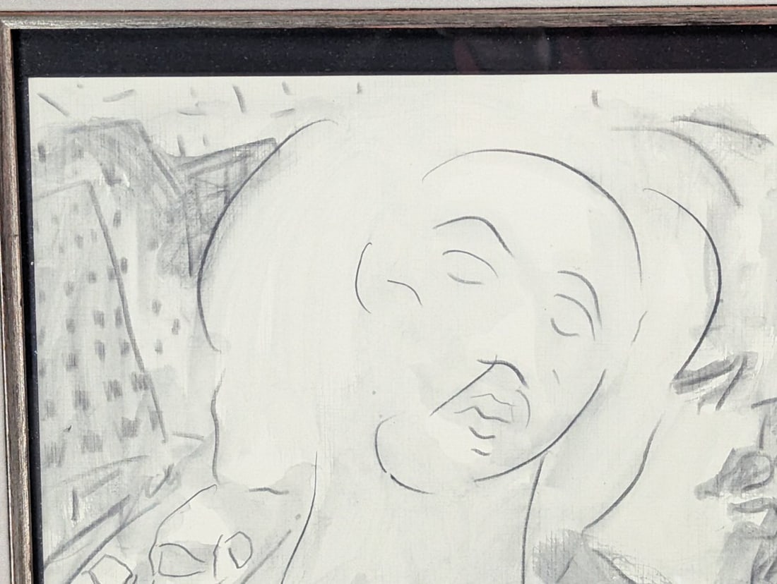 Fried Signed Modernist Drawing Street Scene Framed Art Unique Expressionist Style - 3