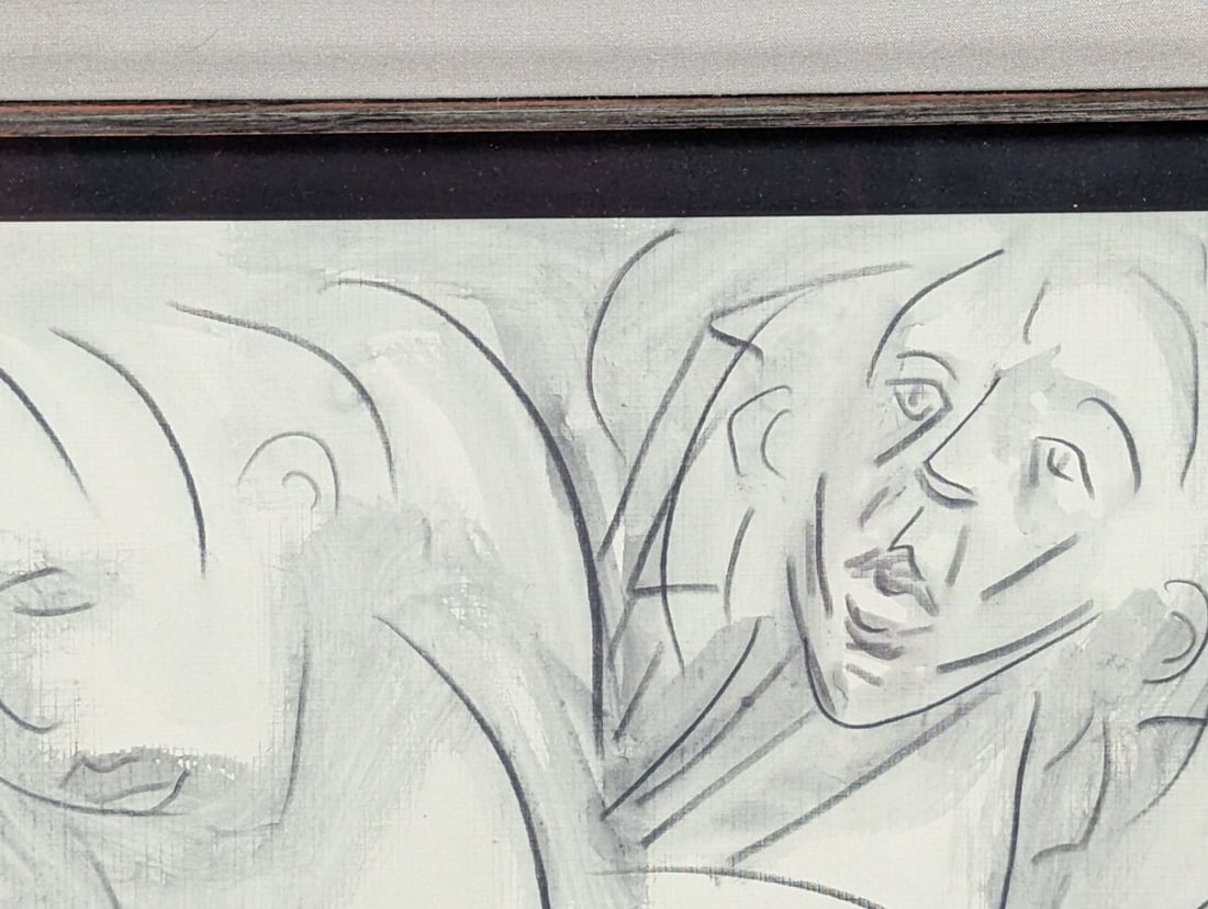 Fried Signed Modernist Drawing Street Scene Framed Art Unique Expressionist Style - 5