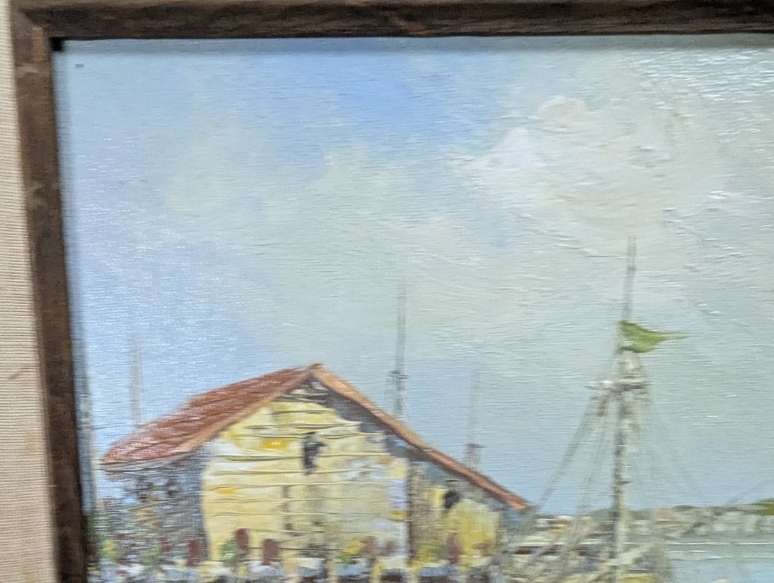 Vintage J. Martin Nautical Oil Painting Framed Coastal Scene 8 x 10 Art Decor - 3