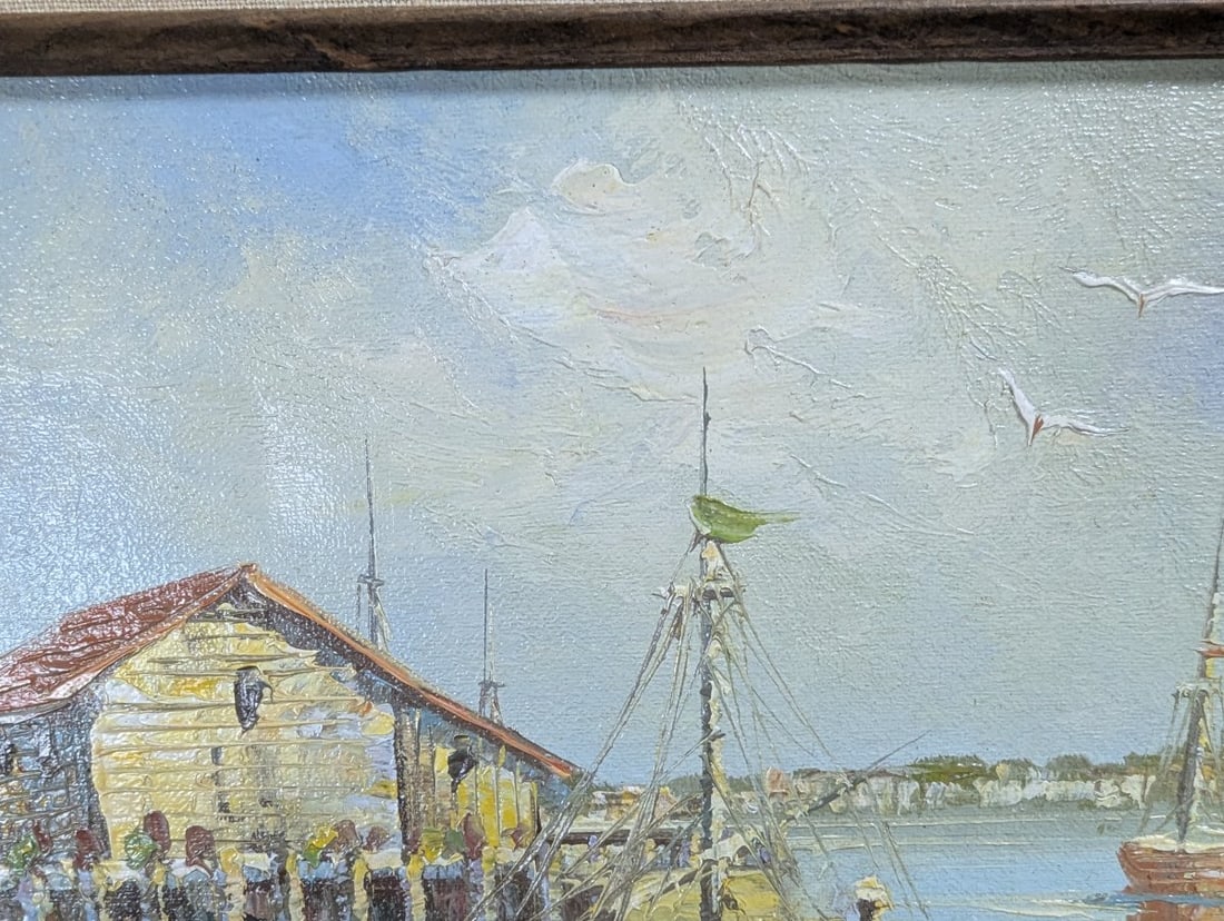Vintage J. Martin Nautical Oil Painting Framed Coastal Scene 8 x 10 Art Decor - 4