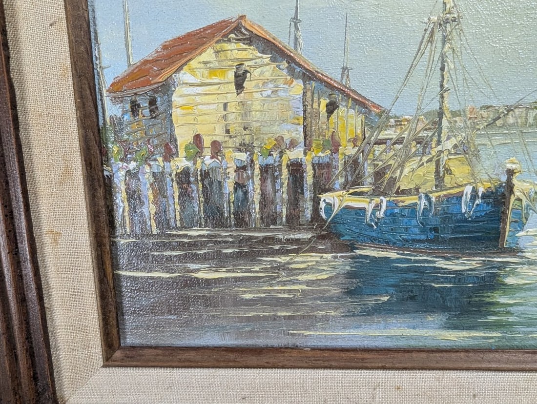 Vintage J. Martin Nautical Oil Painting Framed Coastal Scene 8 x 10 Art Decor - 6