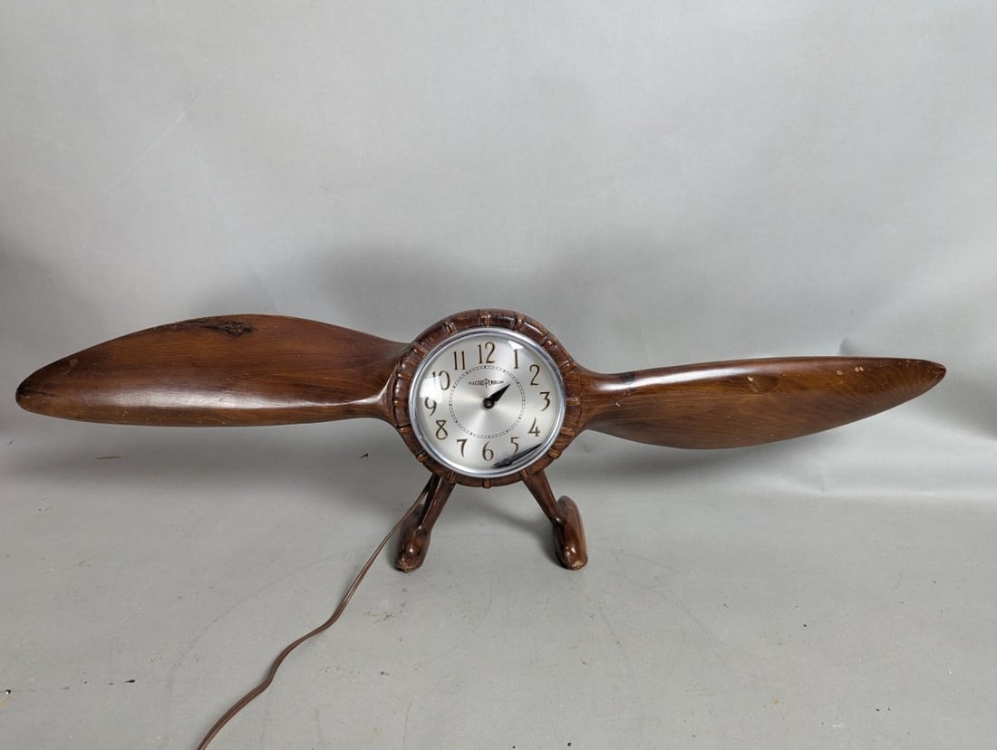 Vintage Howard Mfg. Co. Electro Pendulum Propeller Clock Art Deco Aviation Decor (1 of 7)