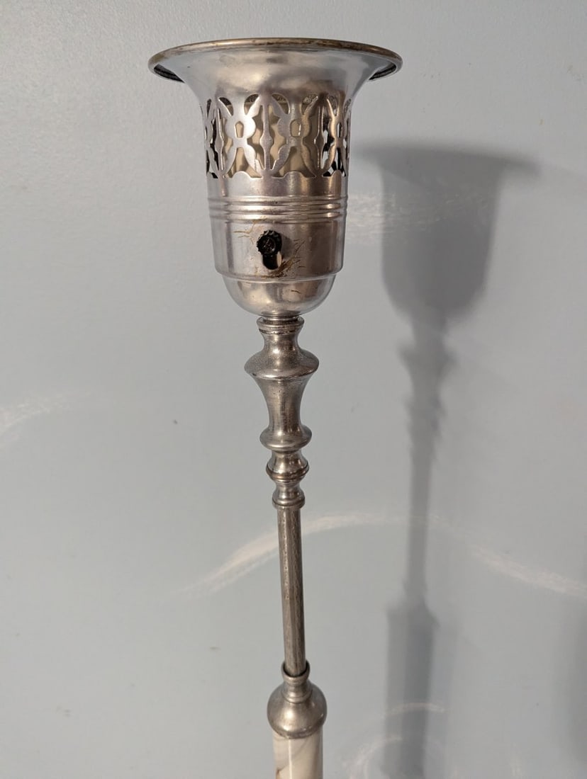 Vintage Art Deco Style Floor Lamp with Onyx Marble Base Unique Design - 2