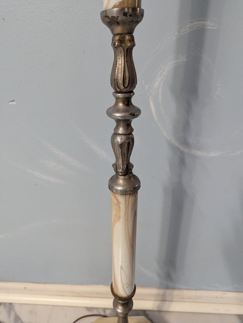 Vintage Art Deco Style Floor Lamp with Onyx Marble Base Unique Design - 5