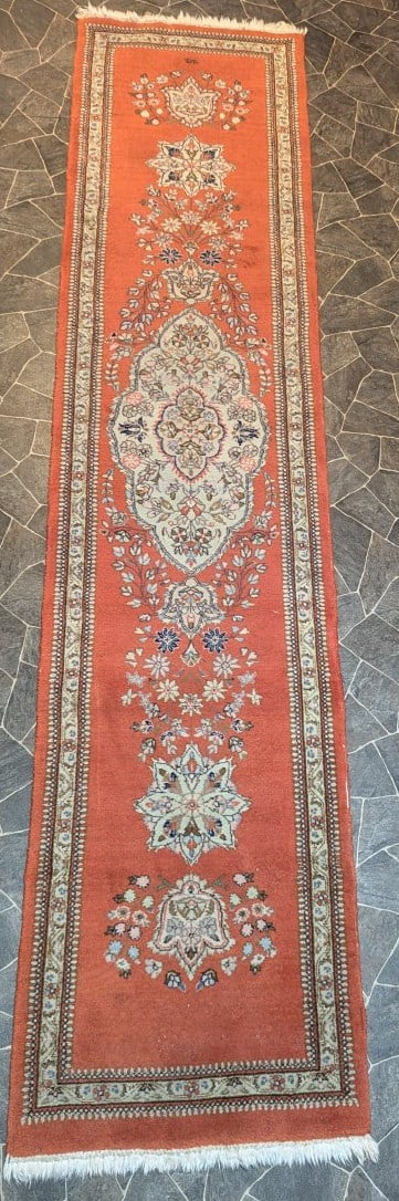 Vintage Persian Wool Runner Rug Beautiful Hand-Knotted Design Iris Pattern Classic Home DÃ©: **Important** Please read below description on how to avoid high shipping costs. Experience the elegance of a genuine Vintage Iranian (Persian) Wool Runner Rug, crafted with exquisite artistry. This