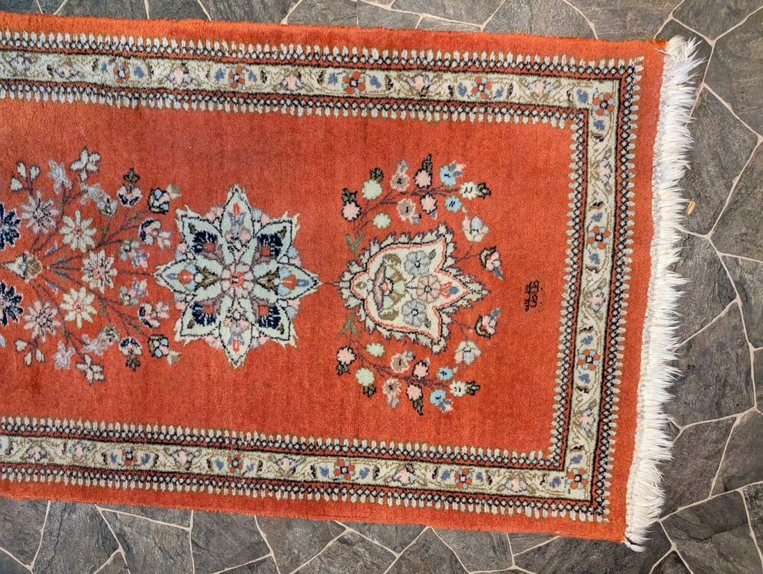 Vintage Persian Wool Runner Rug Beautiful Hand-Knotted Design Iris Pattern Classic Home DÃ© - 4