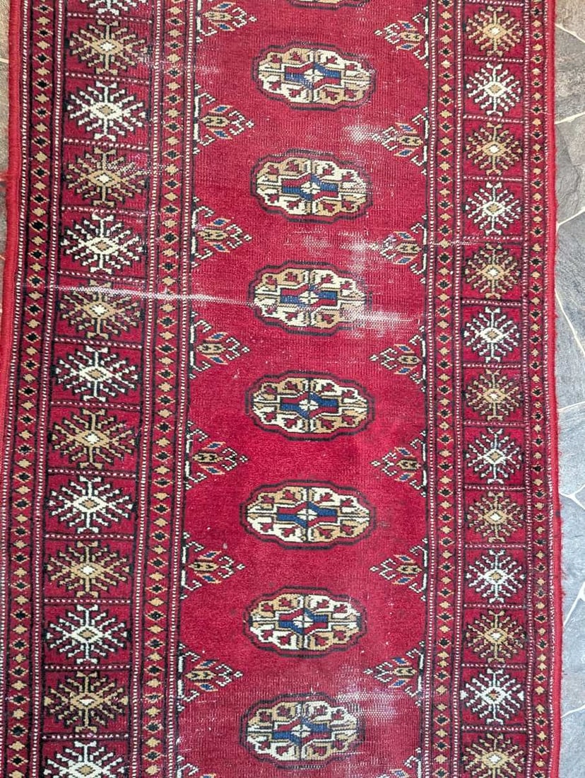 Bokhara Style Wool Runner Rug Vintage Hand-Knotted Hallway Carpet Decor 20 x 108 - 3