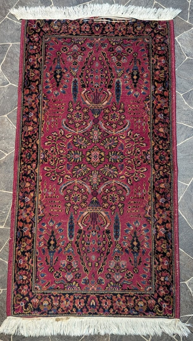 Persian Hamadan Style Wool Runner Rug Hand-Knotted Floral Design: **Important** Please read below description on how to avoid high shipping costs. Explore this stunning Persian Hamadan style wool runner rug, measuring 48 x 26 inches. This beautiful piece features a 