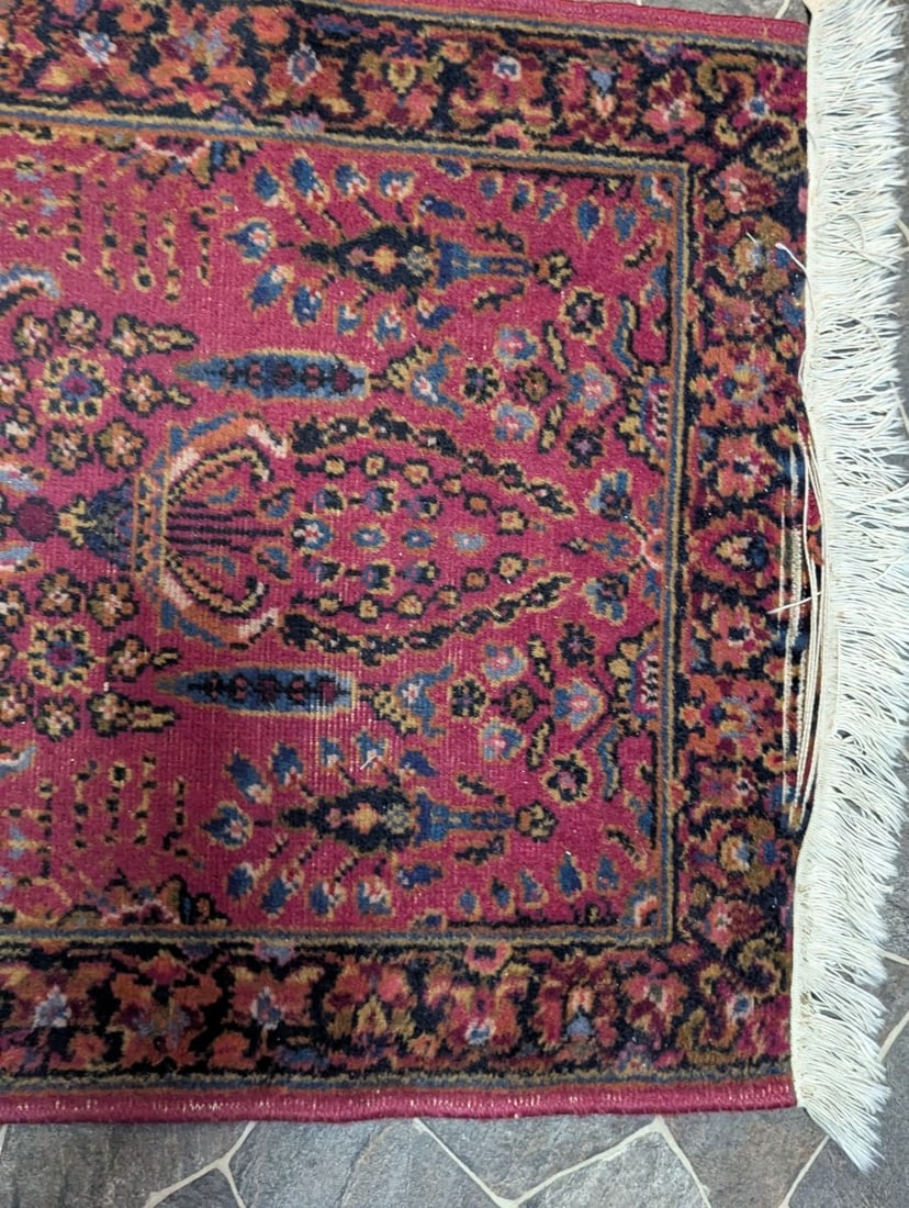 Persian Hamadan Style Wool Runner Rug Hand-Knotted Floral Design - 2