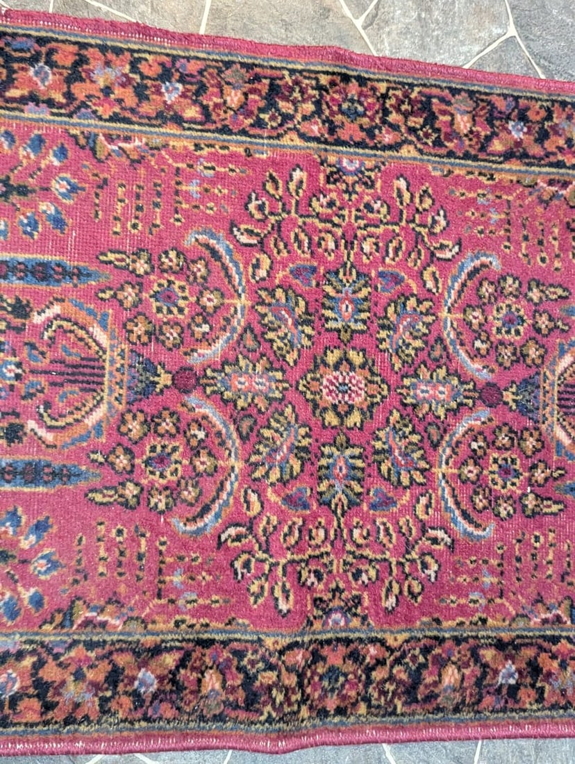 Persian Hamadan Style Wool Runner Rug Hand-Knotted Floral Design - 4
