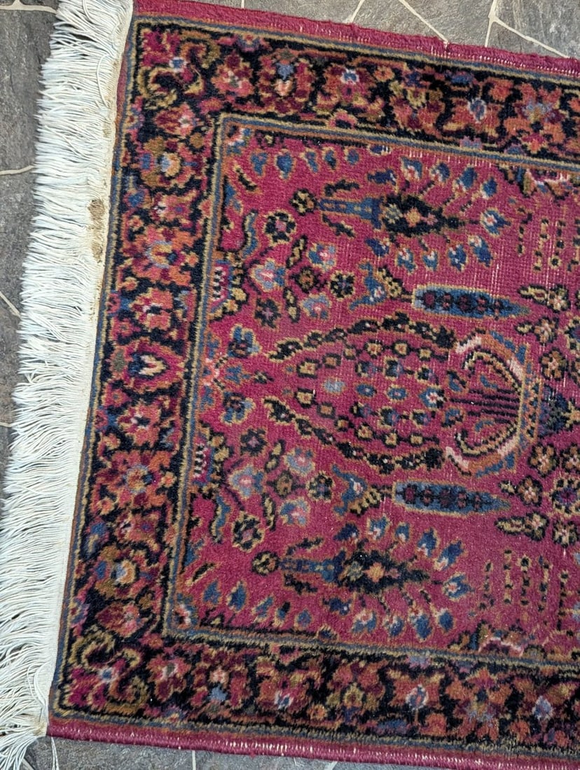 Persian Hamadan Style Wool Runner Rug Hand-Knotted Floral Design - 5