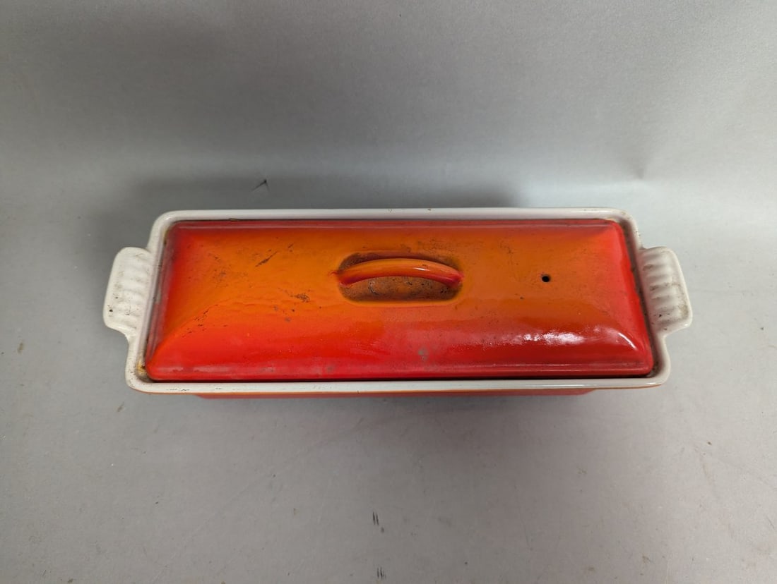 Le Creuset Cast Iron PÃ¢tÃ© Terrine Loaf Pan Iconic Flame Orange Vintage Cooking - 2