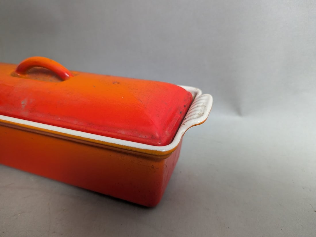 Le Creuset Cast Iron PÃ¢tÃ© Terrine Loaf Pan Iconic Flame Orange Vintage Cooking - 3