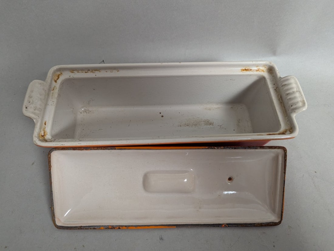Le Creuset Cast Iron PÃ¢tÃ© Terrine Loaf Pan Iconic Flame Orange Vintage Cooking - 4