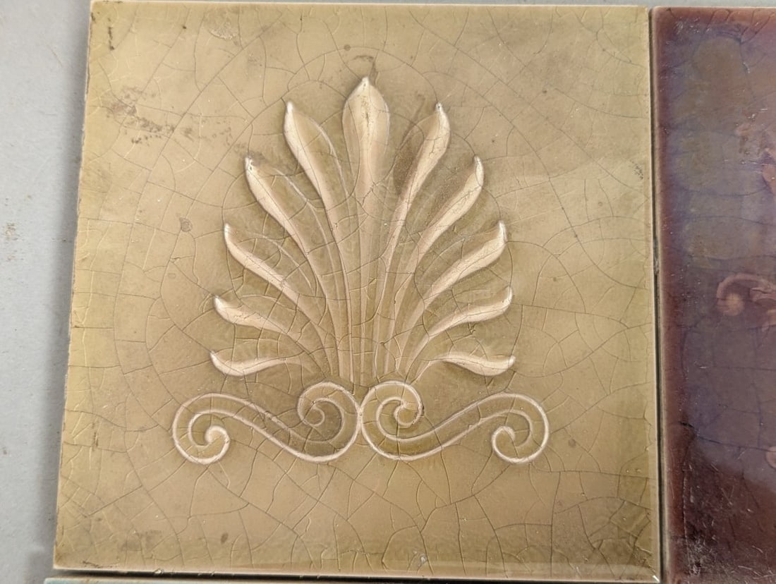 Antique Trent Tile Co. Collection Relief Molded Tiles Aesthetic Movement 6 Inch - 2