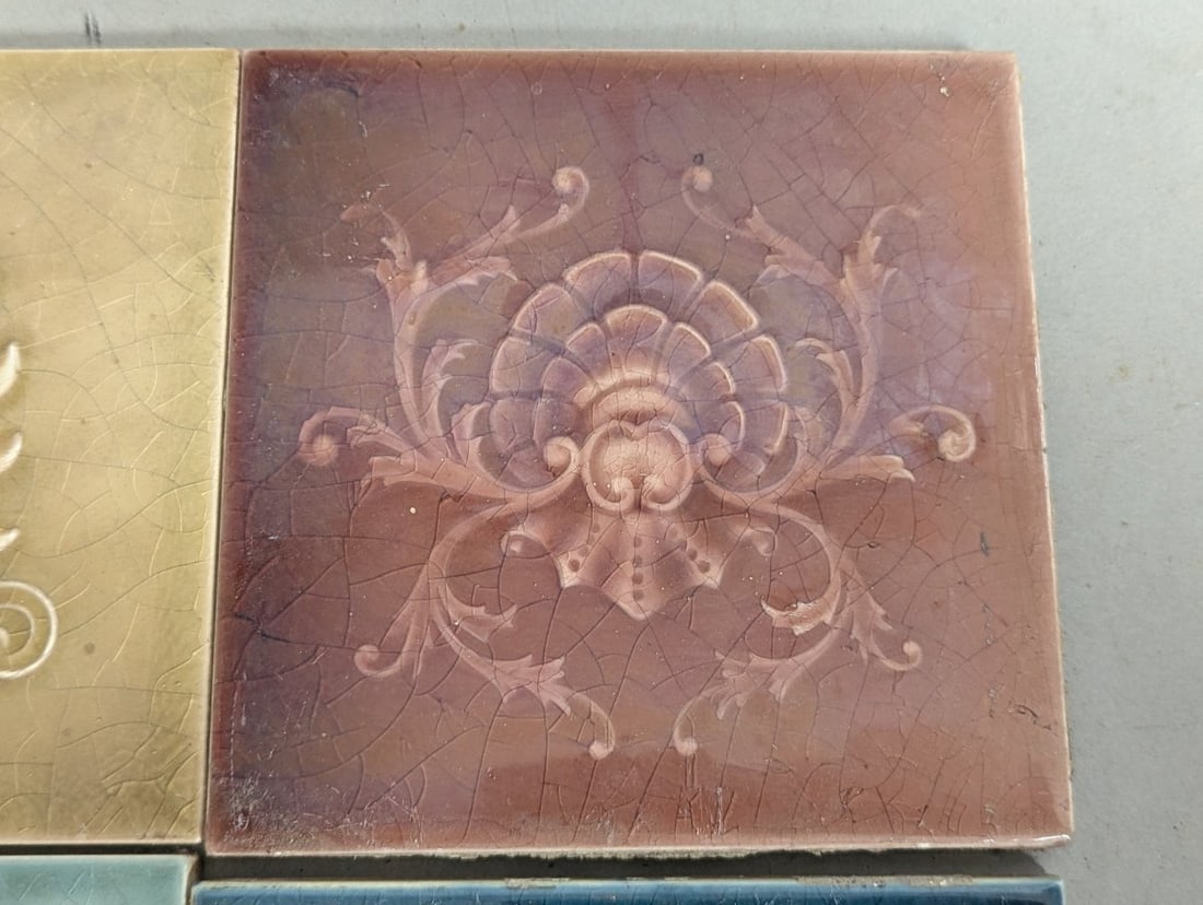 Antique Trent Tile Co. Collection Relief Molded Tiles Aesthetic Movement 6 Inch - 3