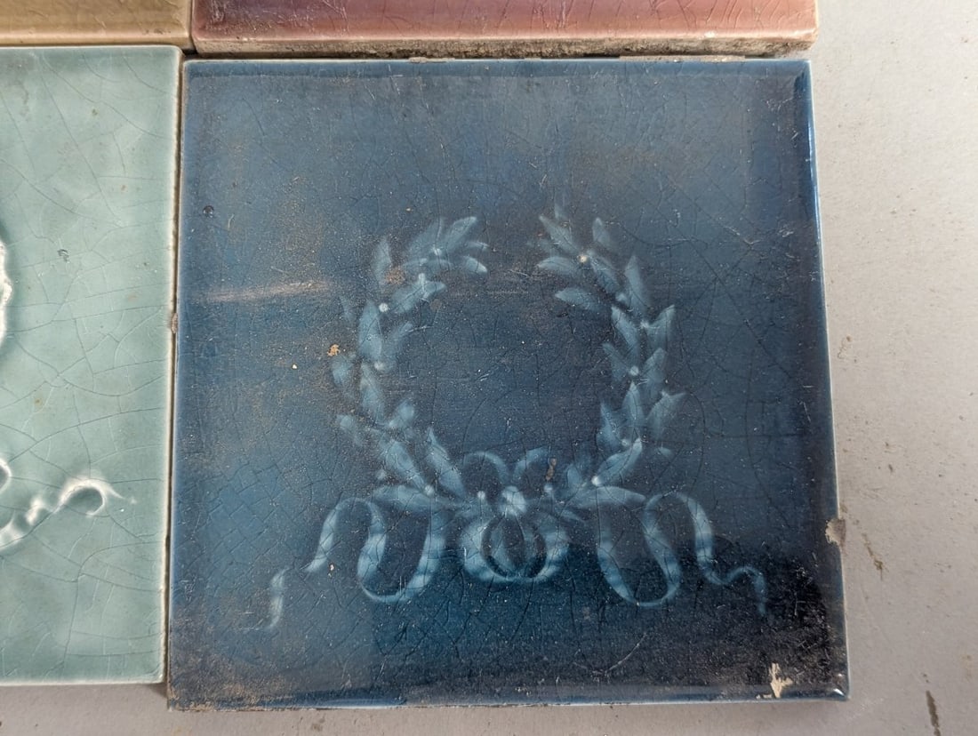 Antique Trent Tile Co. Collection Relief Molded Tiles Aesthetic Movement 6 Inch - 4