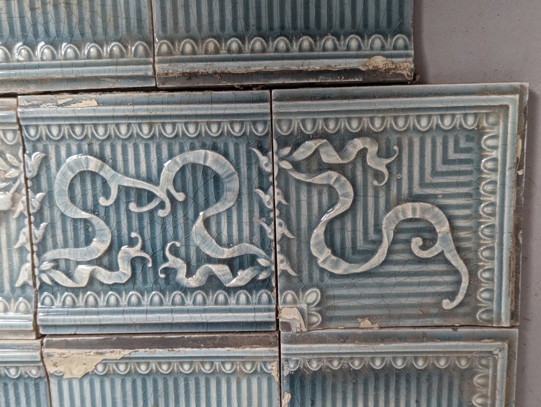 Antique Providential Tile Works Decorative Ceramic Tiles Aesthetic Movement Set of 8 Coaster - 3