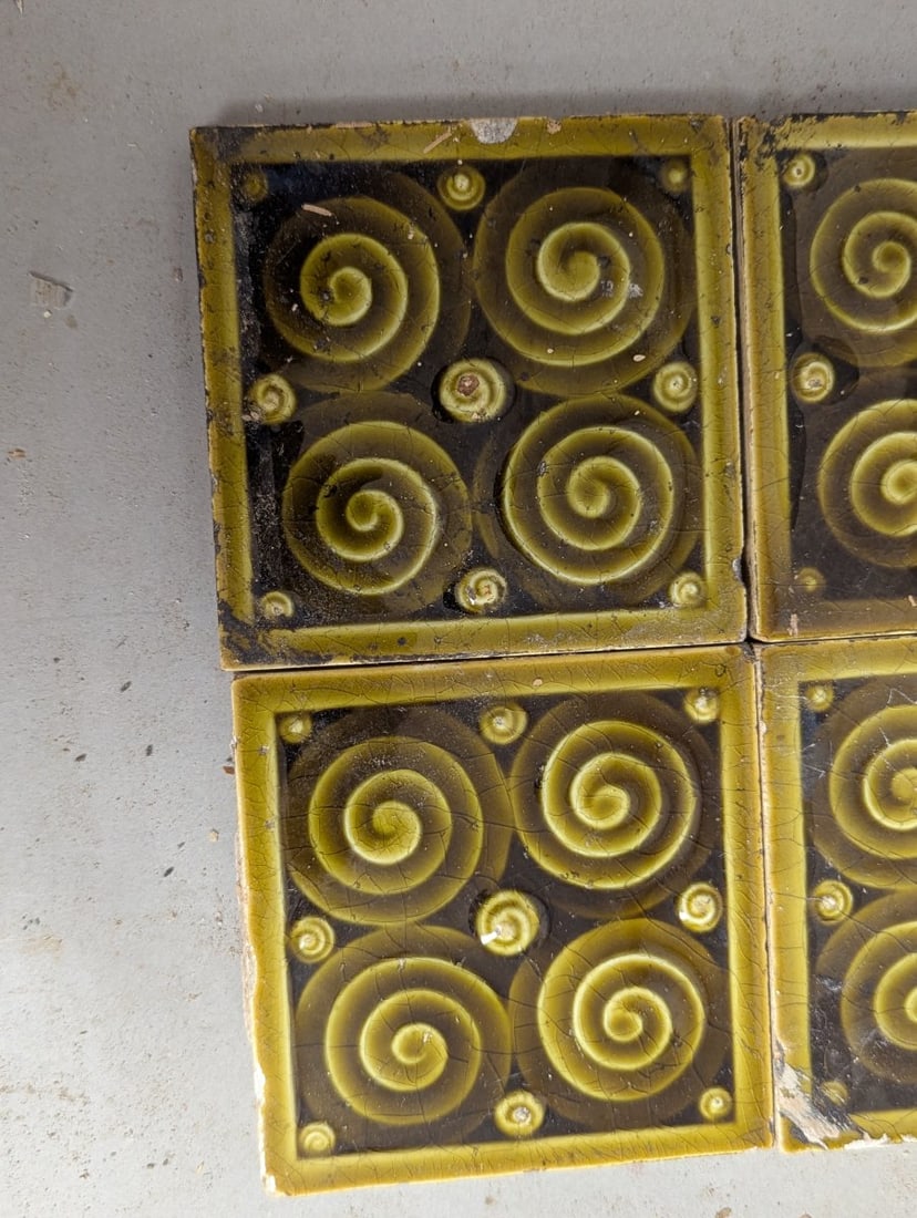 Antique Trent Tile Co. Majolica Tiles Collection Craftsman Aesthetic Salvaged Decor - 2